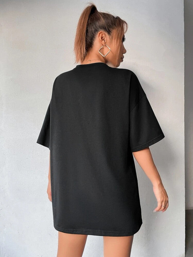 Fifth Avenue DIFT491 Boyfriend Oversized Fit Limited Edition Printed Womens T-Shirt - Black